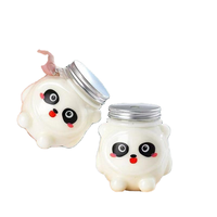 Botella de 500 ml con diseño de oso panda para panadería, con tapa, pajita, desechable, de plástico PET, serigrafiada, con revestimiento UV, contenedor Maxbox para fiestas