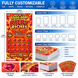 Billets de loterie instantanés en carton de haute qualité, personnalisés, sans rayures, avec impression sérigraphique de données variables sécurisées - Product Image 4
