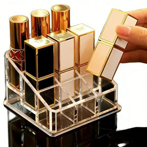 Étagère de présentation en acrylique transparent pour rouge à lèvres, pour boutique de cosmétiques et présentation en magasin, avec logo personnalisé et compartiments de rangement à plusieurs niveaux - Product Image 2