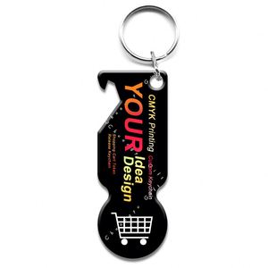 Custom Logo Supermarket Sublimation Token Coin Keychain Designer Shopping Trolley Coin <b>Holder</b> <b>Key</b> Chain with Bottle Opener - Product Image 1