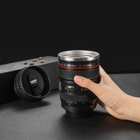 Mug de voyage isotherme 400 ml en acier inoxydable de qualité alimentaire, design objectif d'appareil photo, avec couvercle transparent, échelle 1:1, cadeau fantaisie