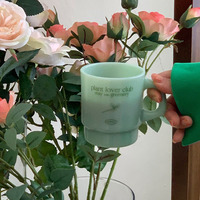 Koreanische Ins Jade Glas-Wassertasse Einfarbig Grün und Weiß Glas-Kaffeetasse