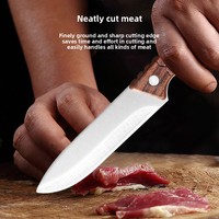 Couteau de poche rétro portable en acier série 3Cr, couteau à viande ambidextre, couteau à désosser droit multi-usage pour l'extérieur