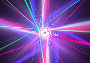 Luces Láser RGBW para Escenario, Cabeza de Haz de Seis Brazos con Ojos de Abeja Vajra, en Blanco Cálido y Rojo, Modo de Control DMX512 - Product Image 5