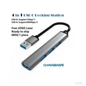 4 in 1 USB A에서 4 USB 3.0 허브 확장기 빠른 데이터 전송 Windows Mac PC와 호환 가능