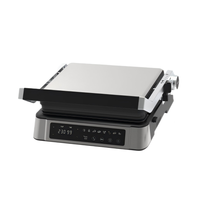 Parrilla de Contacto Digital, Sandwichera Eléctrica de 4 Rebanadas con Placas de Visualización LED de Colores, Prensa para Panini Antiadherente
