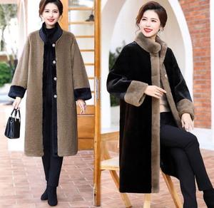 Vêtements d'hiver avec manteau en fourrure de vison épais, style long, manteau pour femme pour les personnes d'âge <span class=keywords><strong>moyen</strong></span> et âgées - Product Image 1