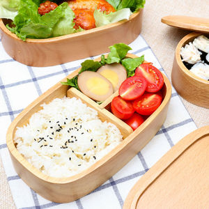 Japanese Style Wooden <b>Lunch</b> <b>Box</b> Rectangle Compartmentalized With Lid For Hotel Food Adult Use - Product Image 1