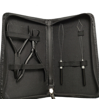 AWYQYH Pince professionnelle en acier inoxydable noir mat multi-usages pour usage commercial, grande taille, kit d'outils pour extensions de cheveux avec étui