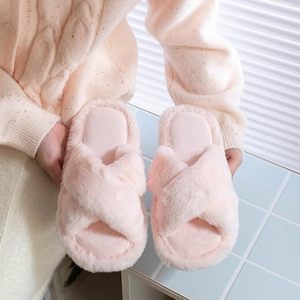XIXITIAO Dames Pantoffels met Kruisband, Pluche, Stijlvolle Open Teen <span class=keywords><strong>Slippers</strong></span> voor Binnen en Buiten - Product Image 2