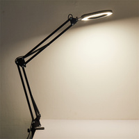 Lampe de bureau pliable en métal avec commande tactile, 5 modes, 5 niveaux de luminosité réglables, à clipser, rechargeable par USB, avec loupe