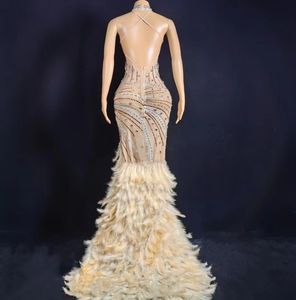 AD2049 Lange Partykleider Abendkleider Ballkleider Handgefertigte Kristall-Strass-Kleider Freizeitkleider mit Federn - Product Image 3