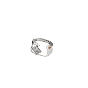 Yinruitai S925 Sterling Silver Zircon <b>Open</b> <b>Ring</b> Geometric Design Unisex Everyday Wear - Product Image 5