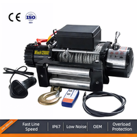 Treuil électrique sans fil CE à forte puissance de remorquage, revêtement antirouille toutes saisons, frein automatique, antidérapant, 12V/24V DC, télécommande, en vente