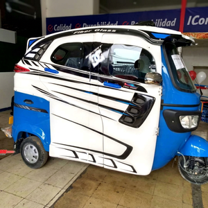 Tricycle électrique pour passagers, carrosserie ouverte, 4 places, propulsion électrique, design en fibre de verre <span class=keywords><strong>bleu</strong></span> et blanc - Product Image 1