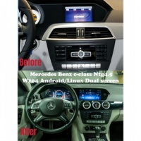 Écran d'instrument numérique 12,3 pouces + Lecteur multimédia Android 10,25 pouces pour voiture avec CarPlay sans fil pour Mercedes-Benz Classe C W204 2011-2014
