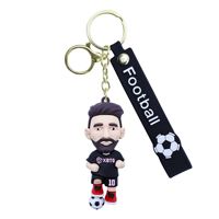 Porte-clés personnalisé en caoutchouc avec figurines de joueurs de football en 3D, personnage de football en caoutchouc