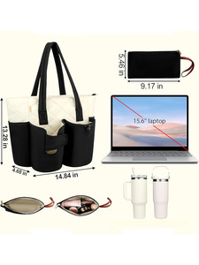 Water Bottle Holder for Women Work Tote Bags with <b>Cup</b> Holder& Clutch Purse <b>Large</b> Puffer Tote Handbags with Water Bottle Pocket - Product Image 4