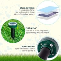 Pointes soniques étanches d'animaux à ultrasons à énergie solaire pour pelouse et jardin, contrôle du serpent et du campagnol.