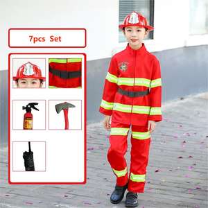 ホットクリスマス衣装ハロウィーンコスプレ消防士スーツキャリアデーキッズ消防士コスチュームヘルメットとおもちゃ - Product Image 2