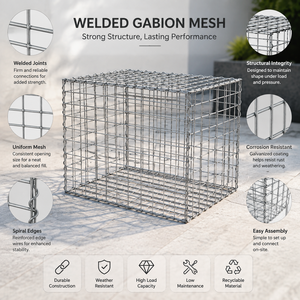 Gabion en treillis soudé galvanisé à chaud pour mur de soutènement, mur de protection de rivière, panier gabion, cage à pierres, mur paysager - Product Image 6