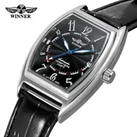 Montre automatique pour homme Winner 243, bracelet en cuir, montre mécanique, montre de business, montre-bracelet tendance, cadran classique, montre avec date automatique