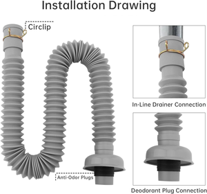 Modern Design White Conjoined Kitchen <b>Drain</b> Basin Insect Proof Anti-Corrosion Thickened Telescopic Pipe Hotel <b>Bathroom</b> - Product Image 5