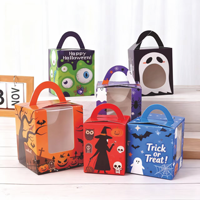Boîte d'emballage pour cupcakes en papier pour fenêtre, 1 paquet, Halloween, laminage brillant, matériaux recyclés écologiques pour aliments