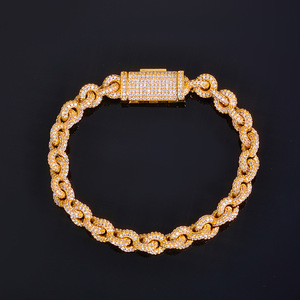 Manufacture Custom Moissanite Fine Luxury <b>Copper</b> Bracelets 8mm Chain Link Fine Jewelry Women Men Hop Bracelets - Product Image 1