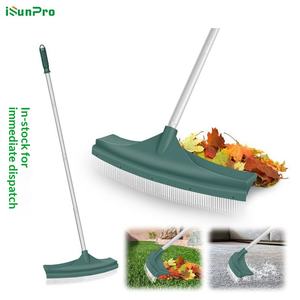 Outdoor Adjustable Stainless Steel Lawn <strong>Rake</strong> with <strong>Artificial</strong> <strong>Grass</strong> Brush and Carpet <strong>Rake</strong> Green/White/Silver - Product Image 2