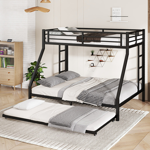<span class=keywords><strong>Lit</strong></span> superposé moderne en acier Twin XL surélevé pour Queen, gain de place, avec <span class=keywords><strong>lit</strong></span> gigogne double et <span class=keywords><strong>rangement</strong></span>, 2 échelles latérales, ODM/OEM disponible - Product Image 1
