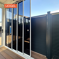 Gazebo Moderno para Jardín UOGEL, Pérgola con Puertas Corredizas de Vidrio, Estructura de Aleación de Aluminio con Recubrimiento en Polvo, Fácil de Montar, 7 Años de Garantía CE