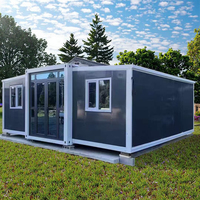 Acier 3 Maisons pliantes préfabriquées portables Petite maison extensible 40 pieds 30 pieds 1 maison 2 chambres à coucher Conteneur mobile extensible