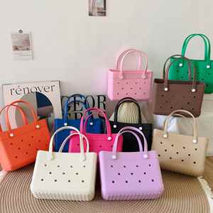 Simple Style Plain Color Tote <b>Beach</b> Bags Waterproof EVA Holes Bag DIY <b>Accessories</b> - Product Image 1