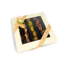 Feuille chaude pliante personnalisée avec cavités d'insertion, boîte de papier d'emballage de pâtisserie de fenêtre de Baklava de chocolat de truffe
