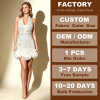 Robes mini élégantes et tendance en perles tissées et cristaux, antistatiques, dos nu, sexy, décontractées, de luxe, pour femmes, pour les soirées