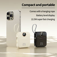 Mini Power Bank Portable Ultra Mince 20W à Charge Rapide, Capacité 10 000 mAh, Câble Intégré, Affichage Numérique Intelligent, Type-C