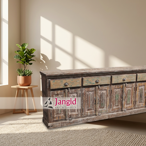 Vintage Reclaimed Wooden Storage <b>Sideboards</b> Buffet Cabinet Handcrafted For Interior Living Room Hotel Farmhouse Indian Furniture - Product Image 5