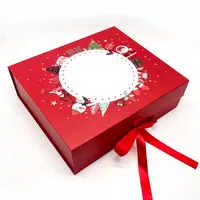 Kotak Hadiah Magnetik Merah Kustom Grosir dengan Pita/Kertas Dekorasi Besar Kotak Kemasan Hadiah Selamat Natal