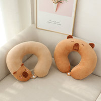 Vente en gros Capybara Oreiller de voyage en forme de U Oreiller en peluche pour appuie-tête en forme de cou Oreiller en peluche pour avion, train, voiture, bureau