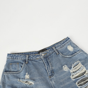 Venta al por mayor Otoño Streetwear Heavyweight False Two Layer Washed Jeans de pierna ancha para hombres - Product Image 4