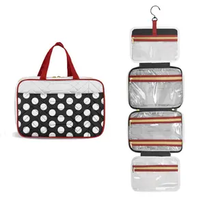 4 pockets large beauty case tote hanging hook makeup bag vintage full printing makeup bag travel custom cosmetic bag