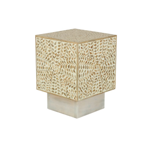 ช่างฝีมือหรูหราฝังไม้โต๊ะข้างทำจากไม้สี่เหลี่ยมมีรายละเอียดงานฝีมือเหมาะสำหรับห้องนั่งเล่นห้องนอน - Product Image 1