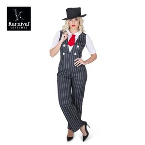 Costume <span class=keywords><strong>de</strong></span> <span class=keywords><strong>gangster</strong></span> pour femme adulte, Halloween, inspiré des films et séries télévisées, imprimé numérique, combinaison en polyester, chapeau noir, vente en gros - Product Image 5