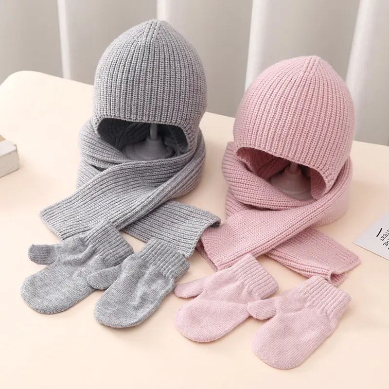 Bambino inverno caldo per bambini morbido cappello elasticizzato sciarpa e guanto natale sciarpa set di guanti per bambini cappelli invernali sciarpa e guanti