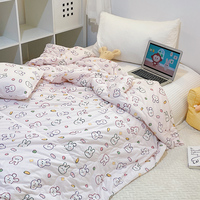 Couverture d'été fine en polyester respirant et écologique, motif lapin de dessin animé, imprimée par sublimation réactive, idéale pour la climatisation domestique