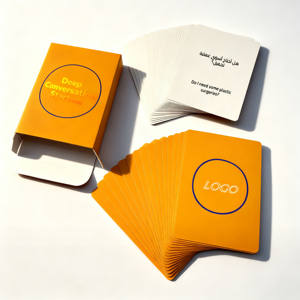 ชุดการ์ด52ใบแบบกำหนดเองบรรจุในกล่องเหน็บพิมพ์โลโก้สองภาษาอาหรับการ์ดสนทนาภาษาอังกฤษเล่นสนทนา - Product Image 1