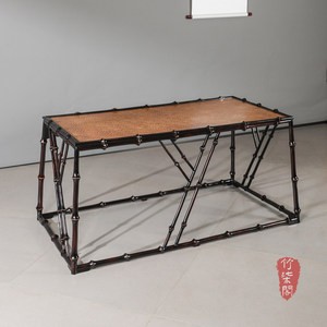<b>Bamboo</b> Coffee <b>Table</b> Lacquered Rattan Top Chinese Style Handmade Living Room Furniture - Product Image 1