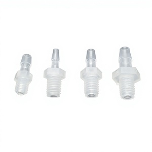 Raccords de tuyauterie polis 1/4-28 BSPT M5/M6, adaptateur en polypropylène naturel à filetage mâle, raccord cannelé en plastique <span class=keywords><strong>BSPP</strong></span> moulé - Product Image 1