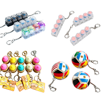Pendentif clé de football transparent avec 4 touches de clavier, lumières LED, logo personnalisé, anti-stress, motif oreilles de chat